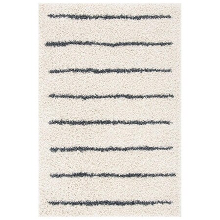 Safavieh 9 x 12 ft. Venus Shag 604B Power Loomed Rectangle Area Rug; Ivory & Dark Grey VNS604B-9